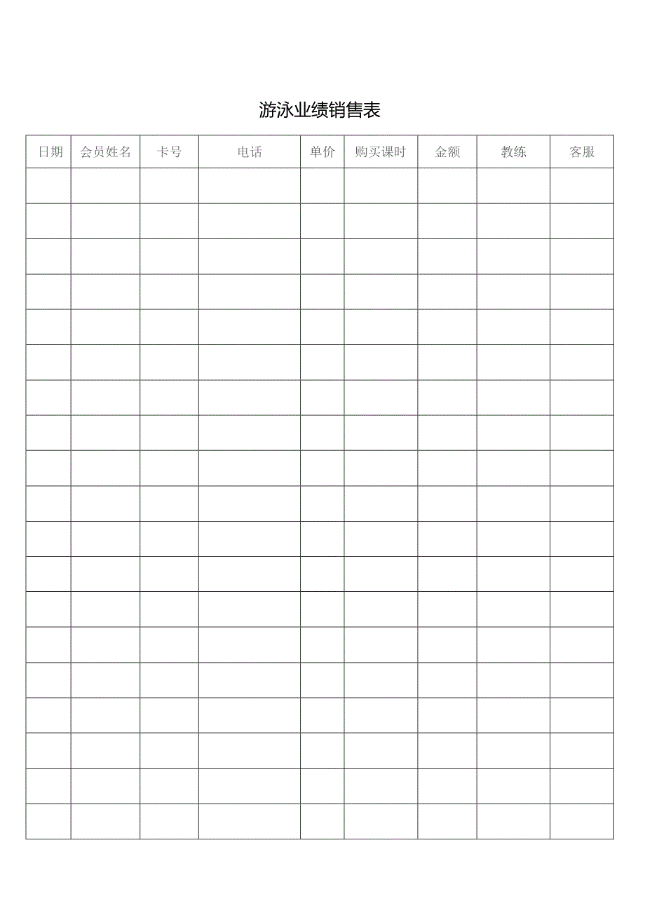 游泳业绩销售表.docx_第1页