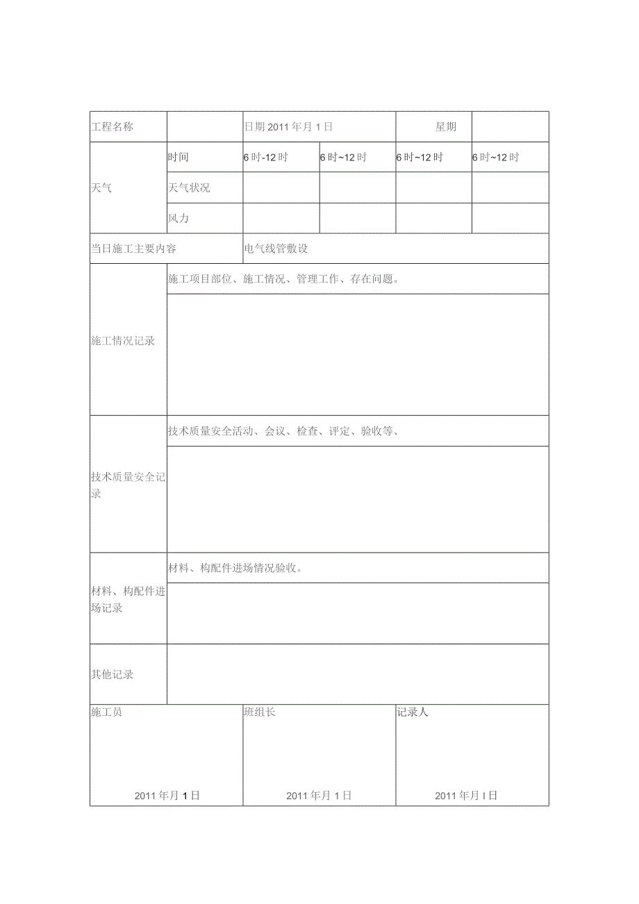 施工日志模板.docx_第1页