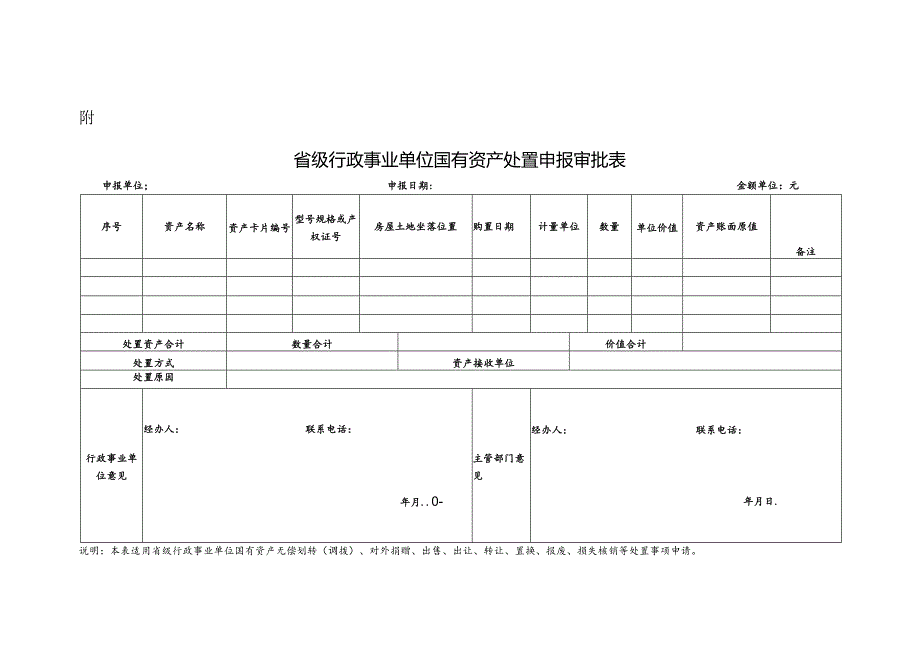 省级行政事业单位国有资产处置申报审批表.docx_第1页