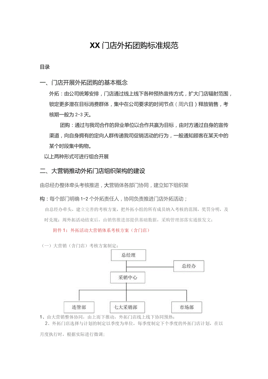 (XX企业)门店外拓团购推广扫街驻点标准规范范本.docx_第1页