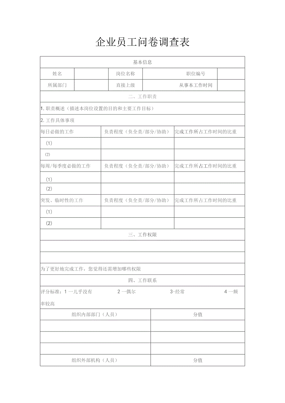 企业员工问卷调查表详细模板.docx_第1页