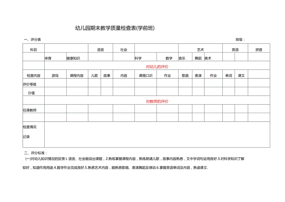 XX幼儿园期末教学质量检查表.docx_第2页