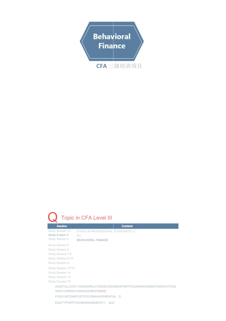 CFA三级培训项目：Behavioral Finance 打印版.docx_第1页