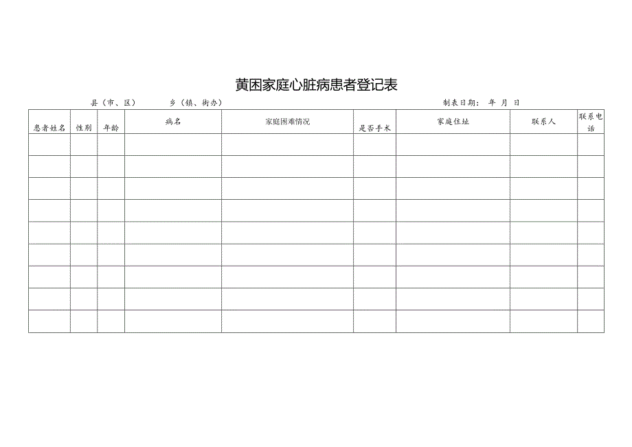 贫困家庭心脏病患者登记表.docx_第1页