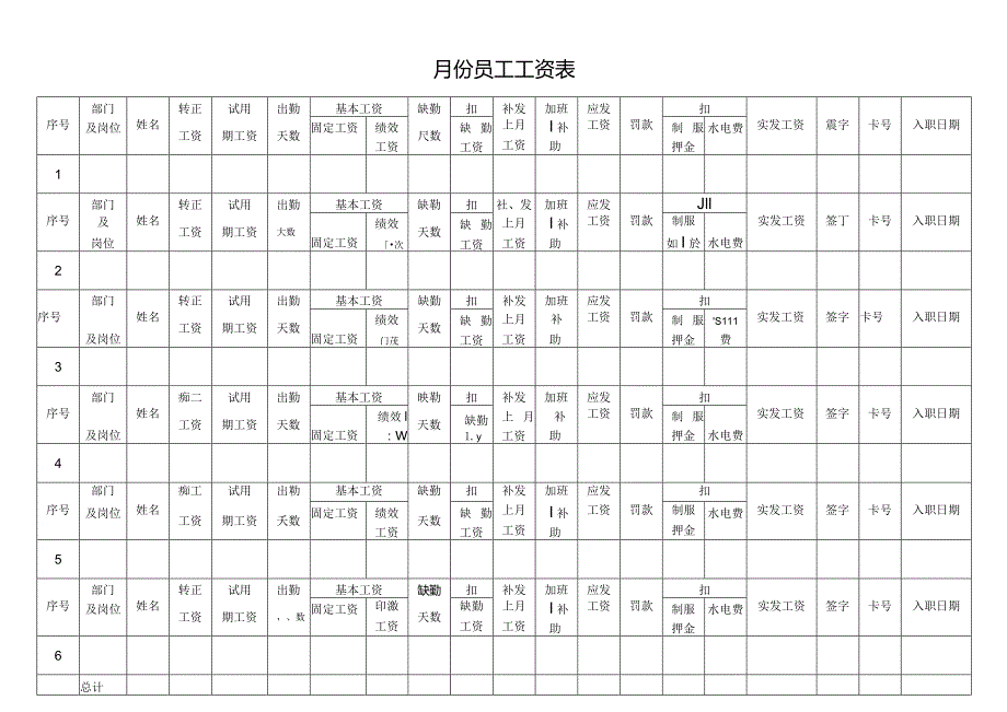 员工工资表格.docx_第1页