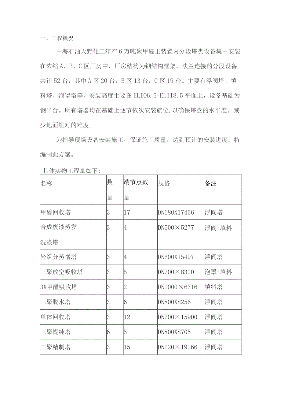 主装置分段设备安装方案概要.docx_第1页