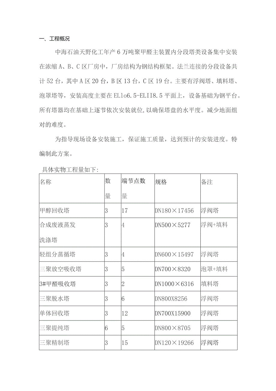 主装置分段设备安装方案资料.docx_第1页