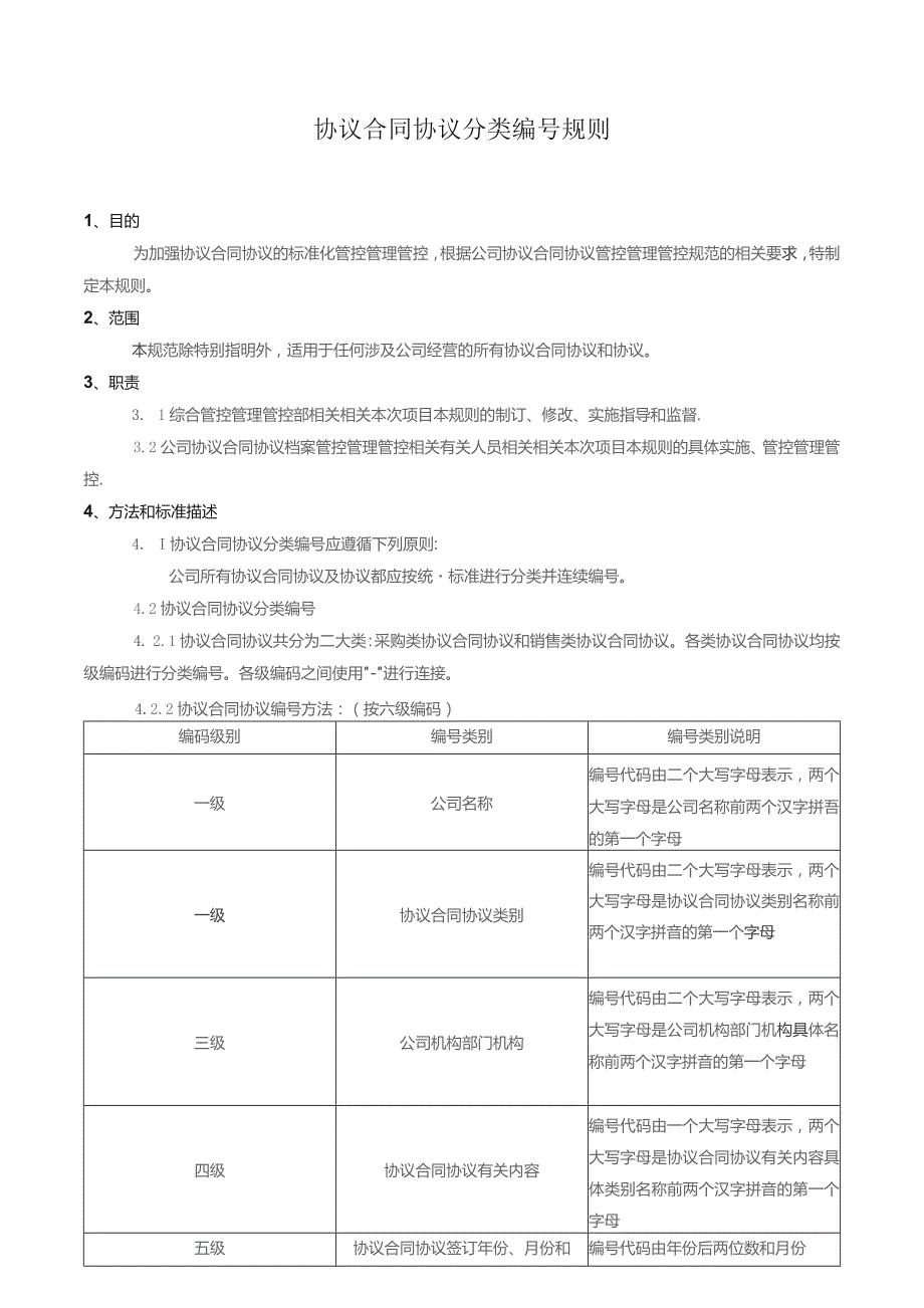 办公文档范本公司合同编号规则制度.docx_第1页