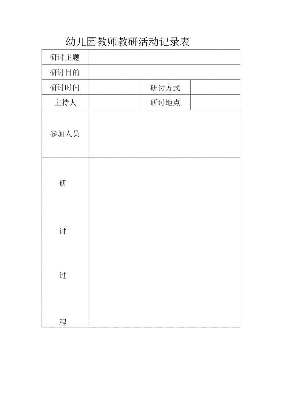 幼儿园教研活动记录表.docx_第1页