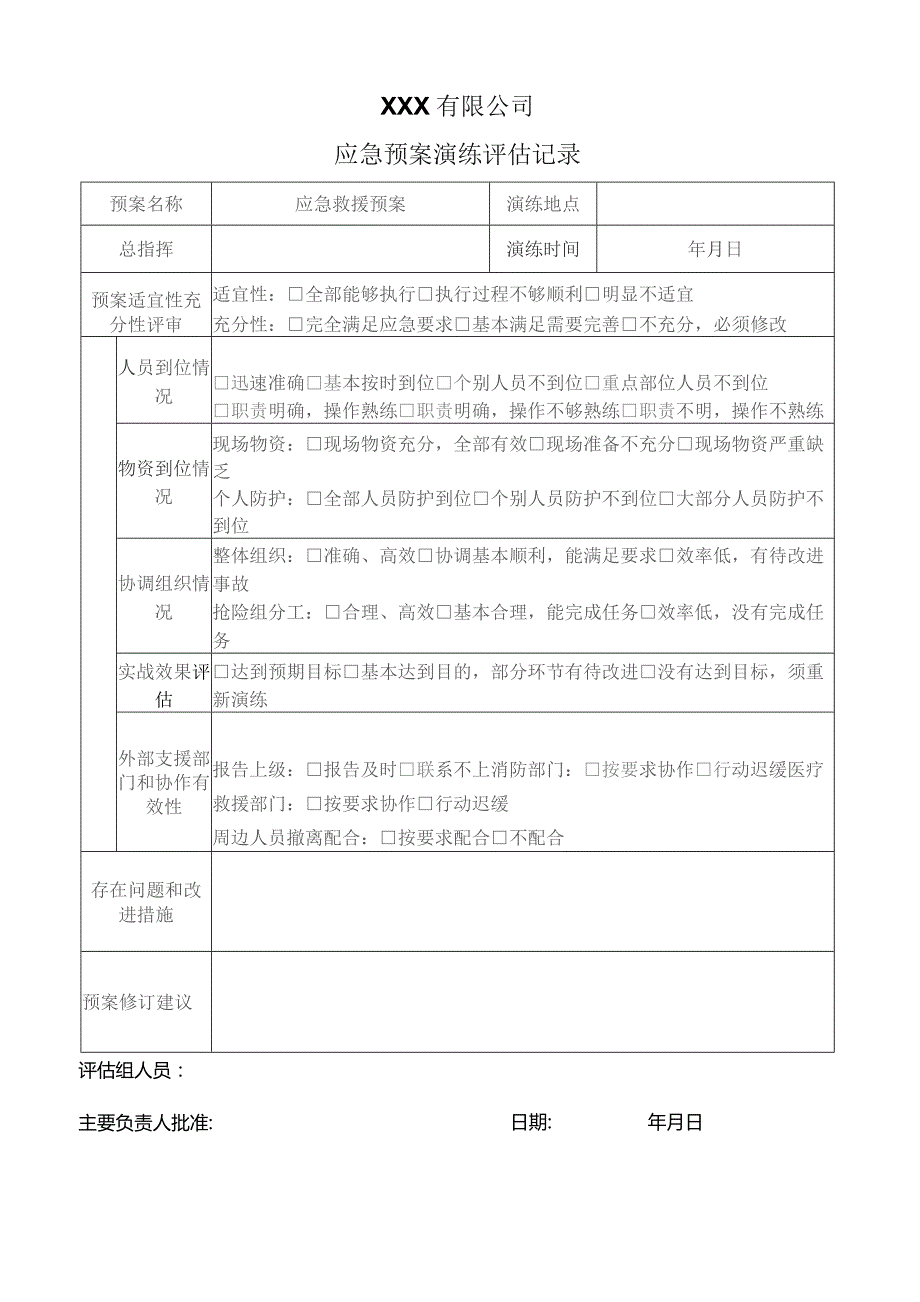 应急预案演练评估记录.docx_第1页