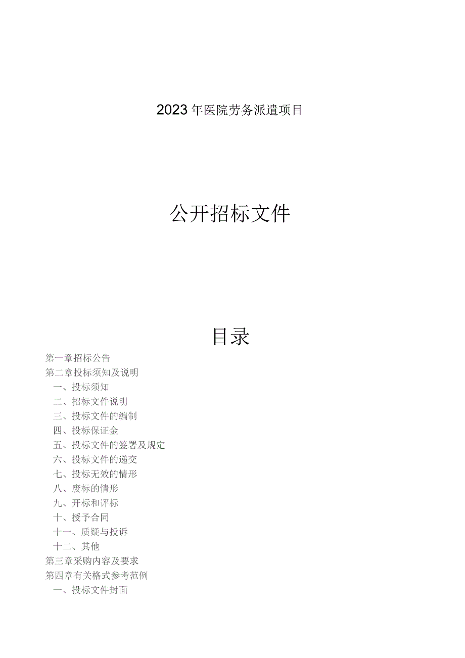 医院劳务派遣项目招标文件.docx_第1页