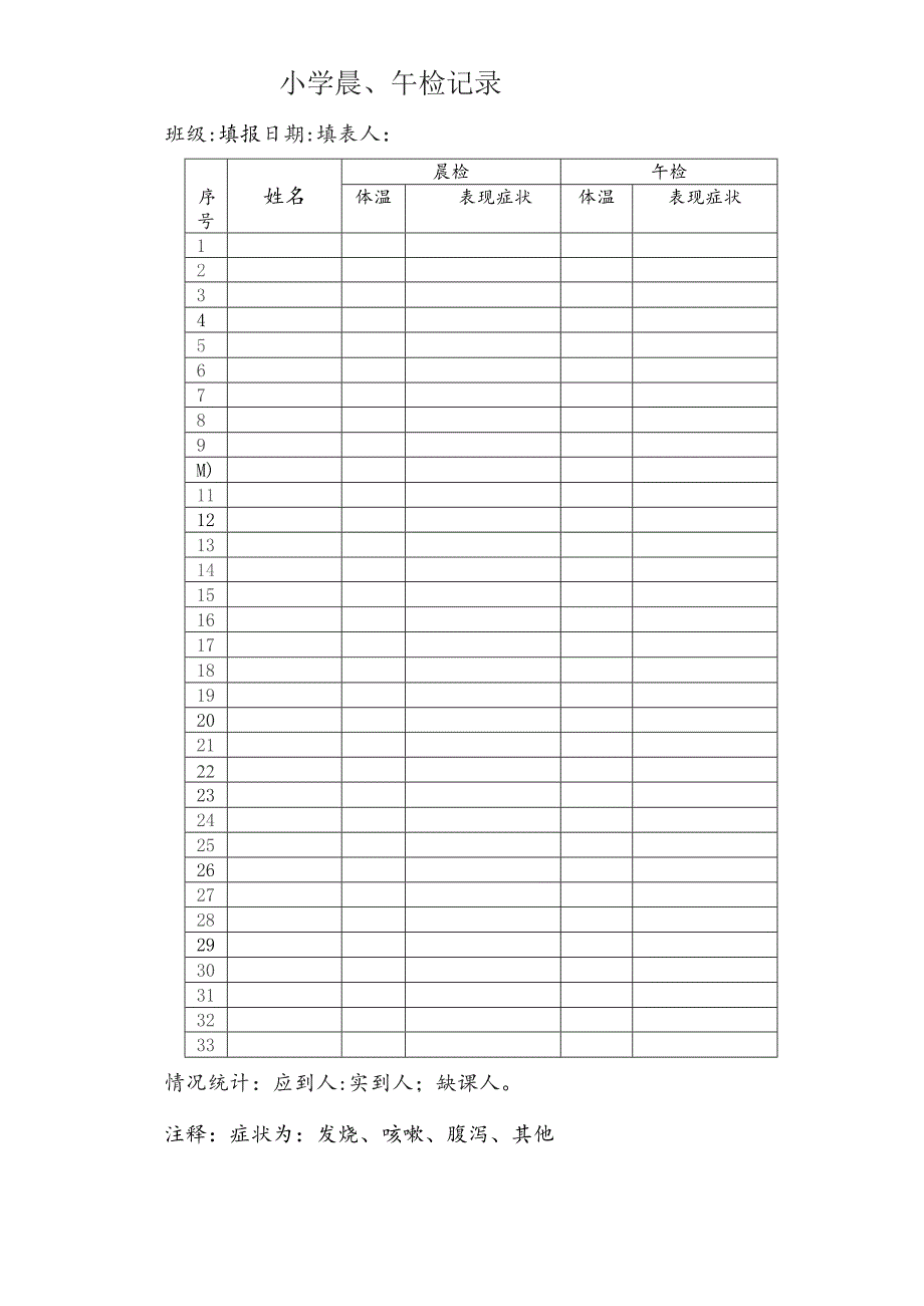 小学晨、午检记录.docx_第1页