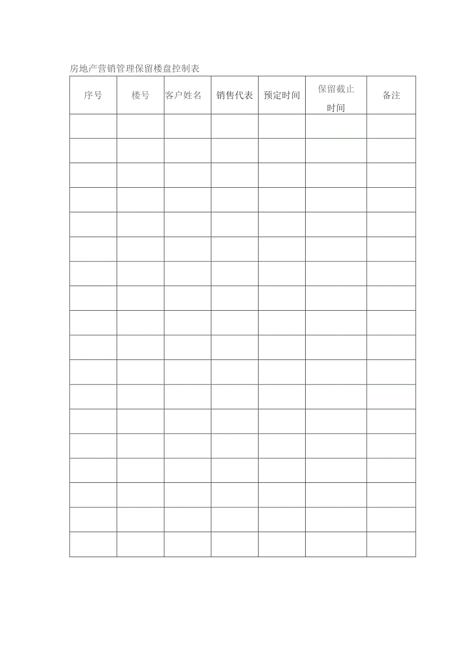 房地产营销管理保留楼盘控制表.docx_第1页