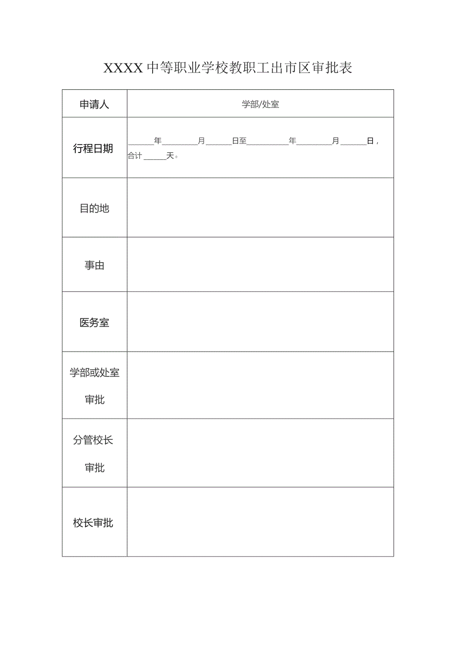 中等职业学校教职工出市审批表.docx_第1页