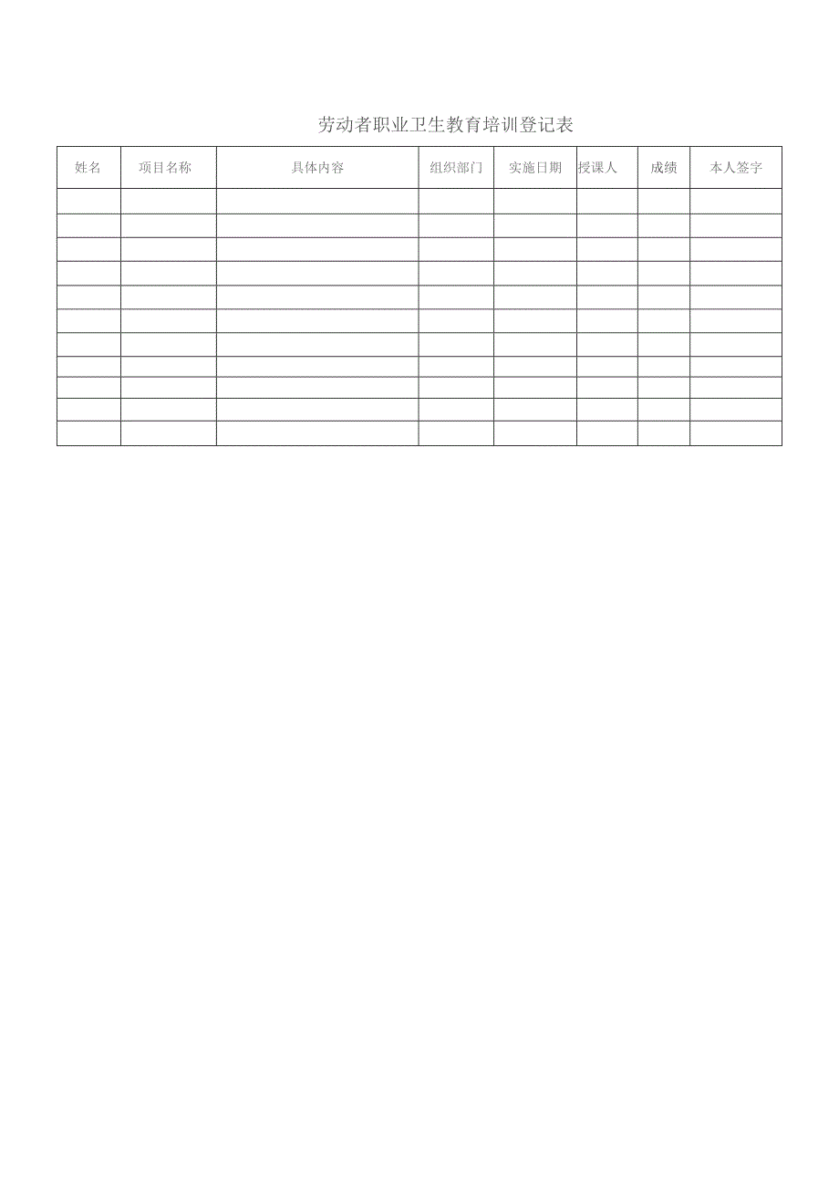 劳动者职业卫生教育培训登记表.docx_第1页