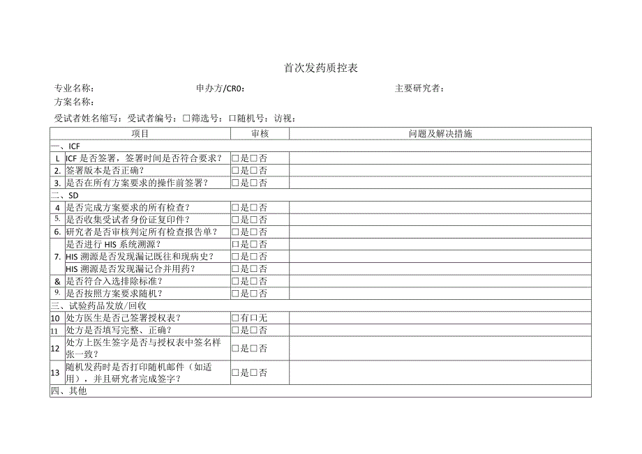 首次发药质控表.docx_第1页