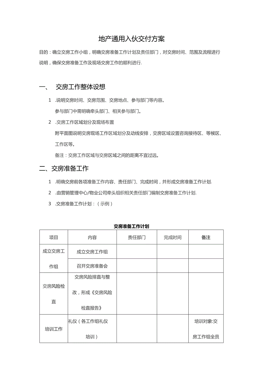 地产通用入伙交付方案.docx_第1页