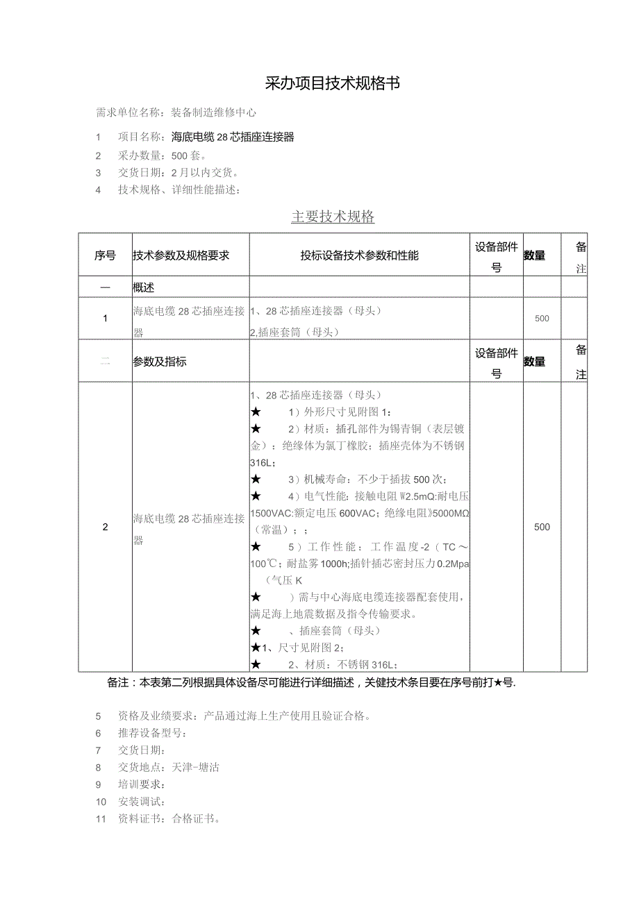 采办项目技术规格书.docx_第1页