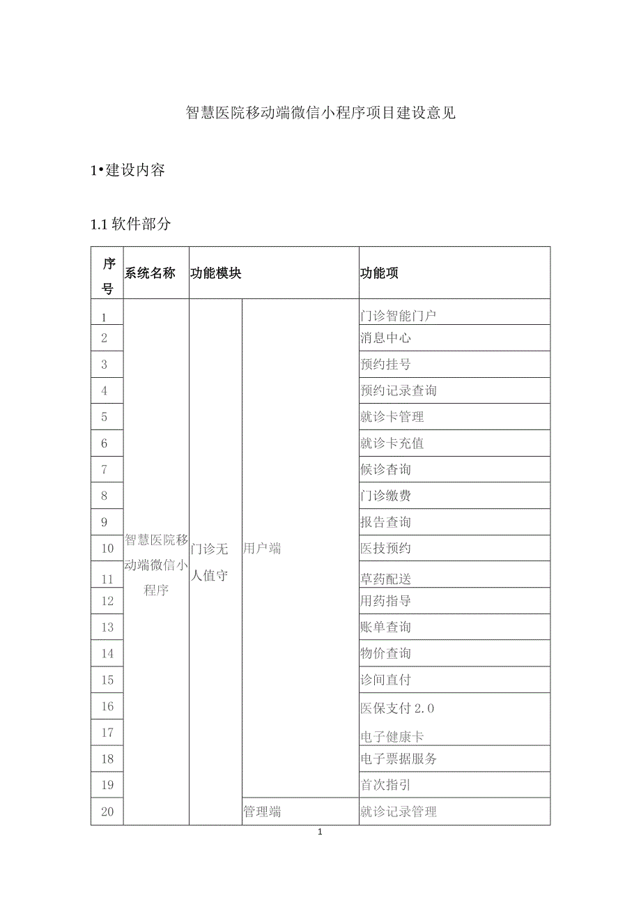 智慧医院移动端微信小程序项目建设意见.docx_第1页