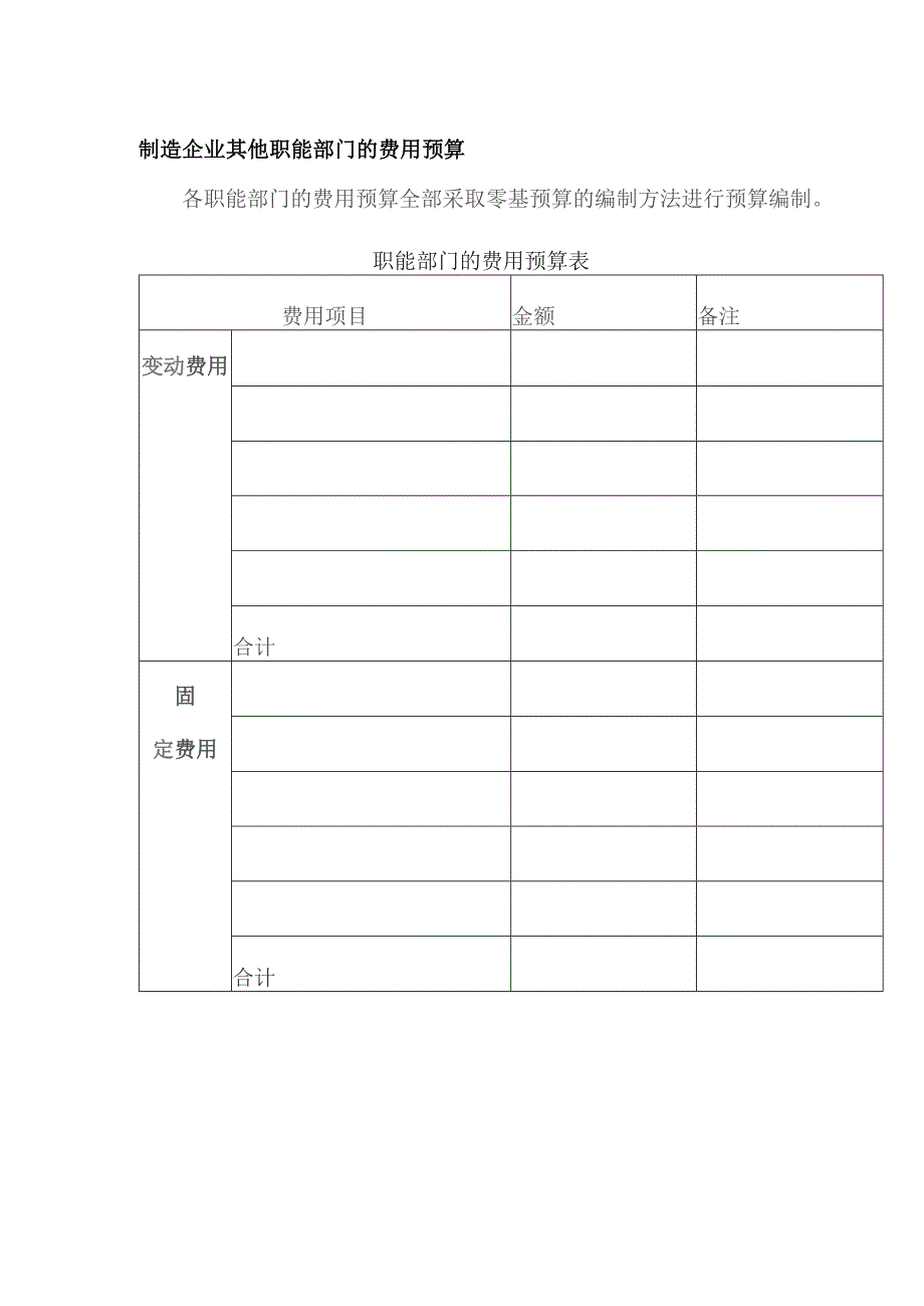 制造企业其他职能部门的费用预算.docx_第1页