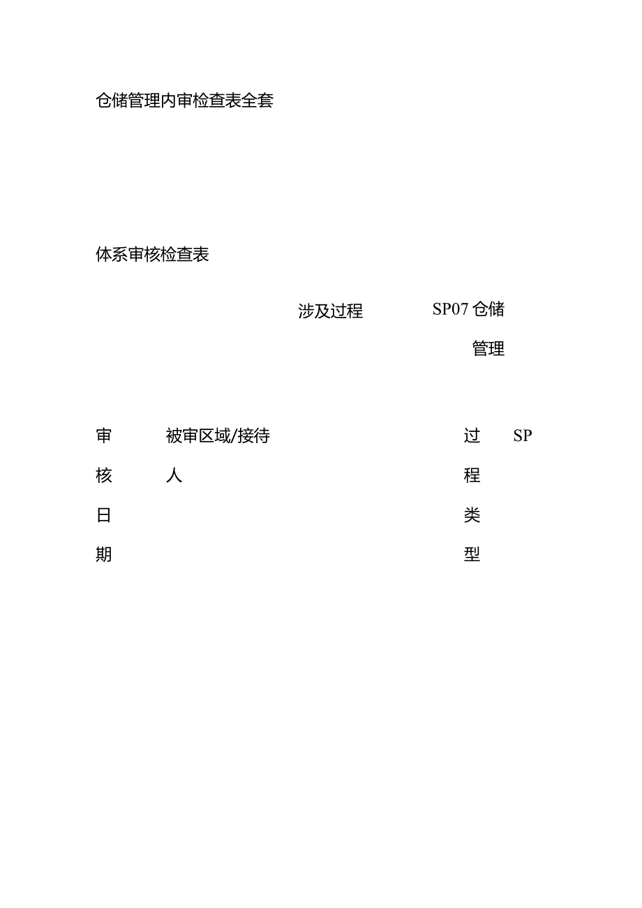 仓储管理内审检查表全套.docx_第1页