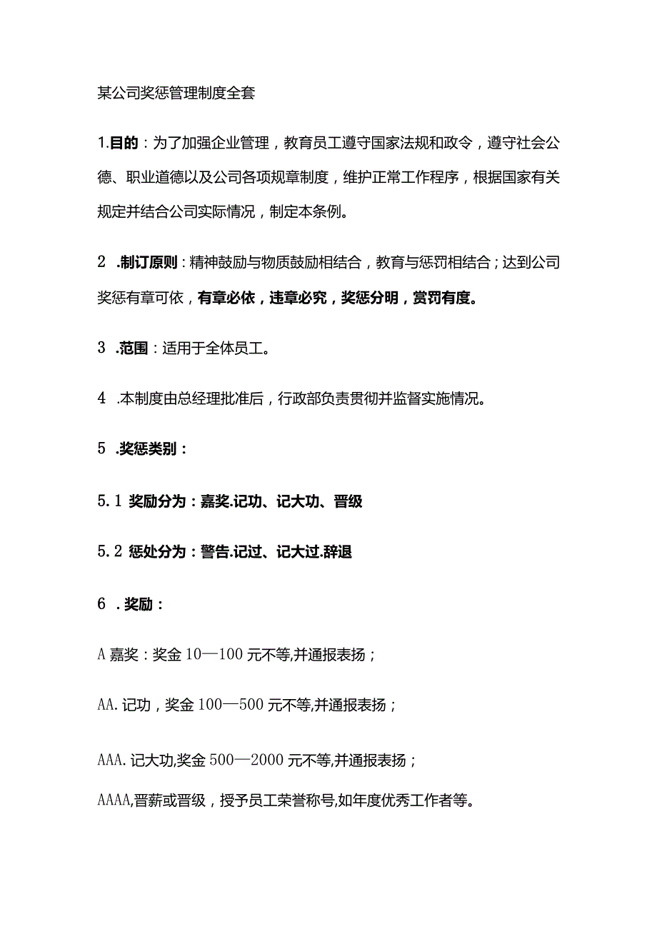 某公司奖惩管理制度全套.docx_第1页