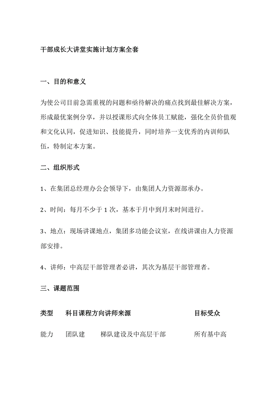 干部成长大讲堂实施计划方案全套.docx_第1页