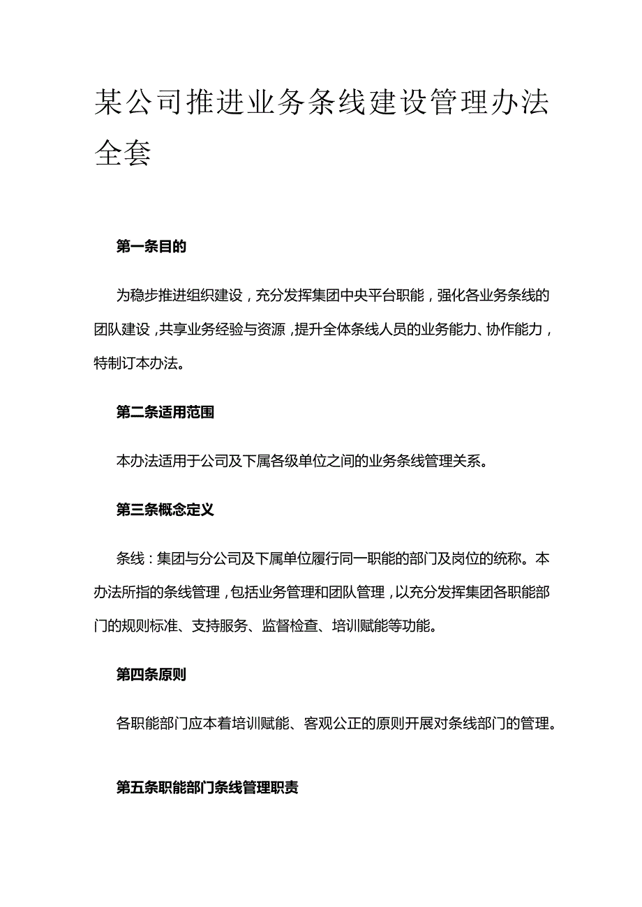 某公司推进业务条线建设管理办法全套.docx_第1页