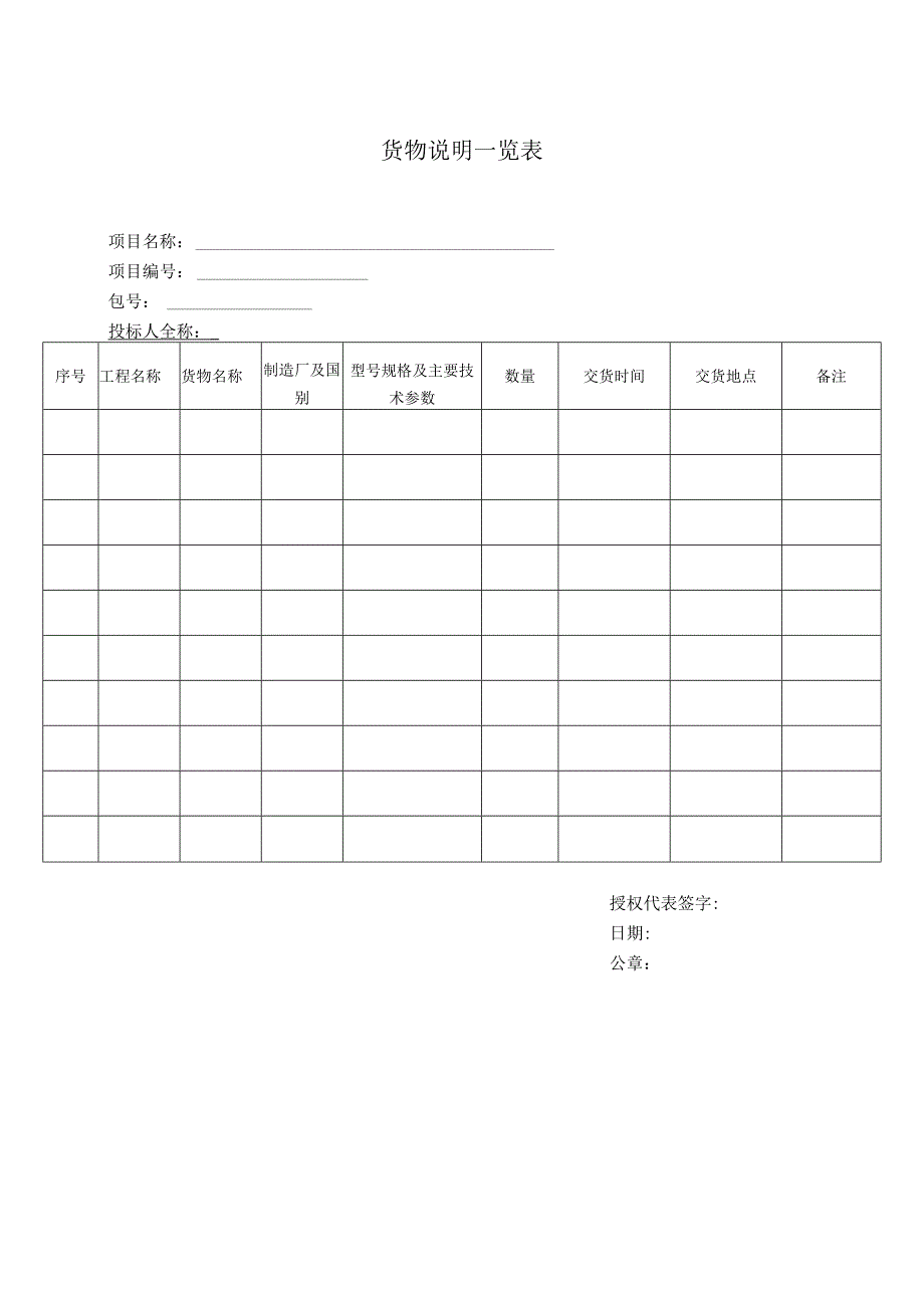 货物说明一览表（2023年）.docx_第1页