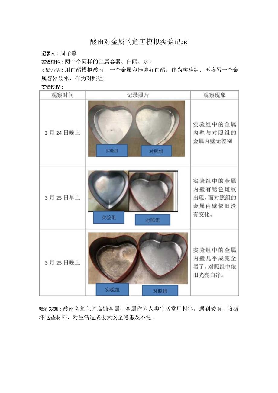 酸雨对金属的危害模拟实验记录.docx_第1页