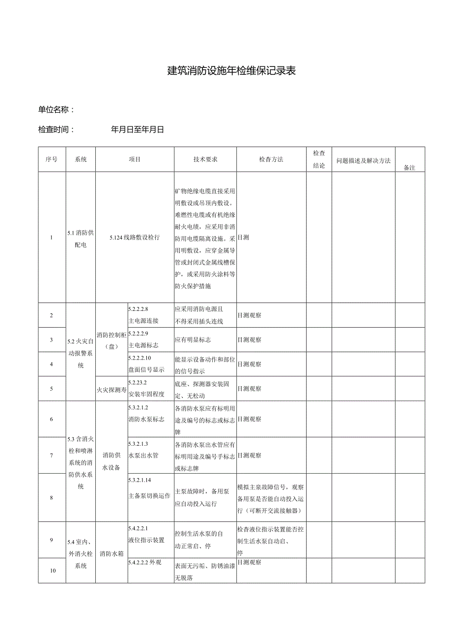 建筑消防设施年检维保记录表.docx_第1页