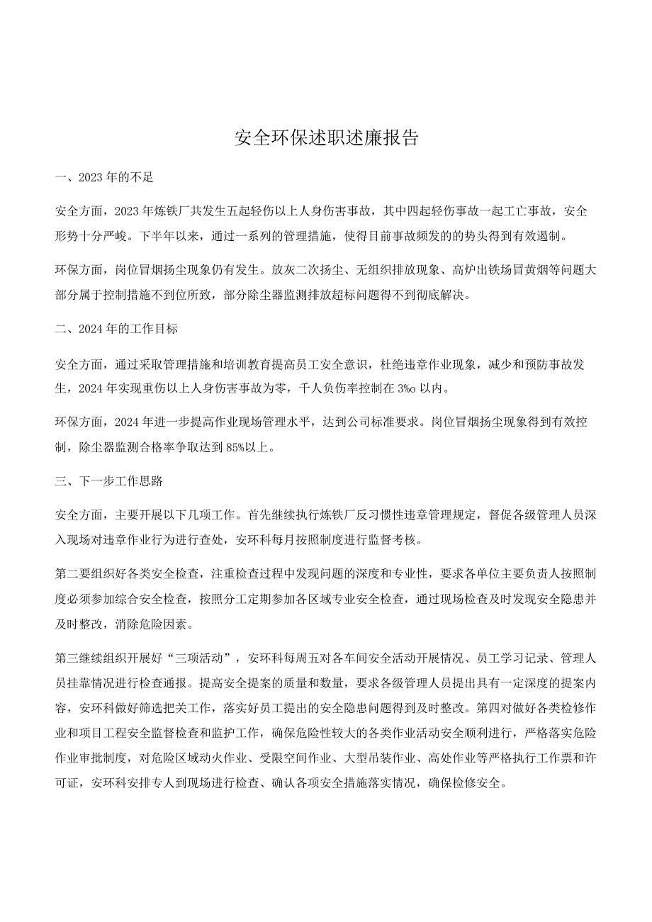 【模板】年度安全环保述职述廉报告（10页）.docx_第1页