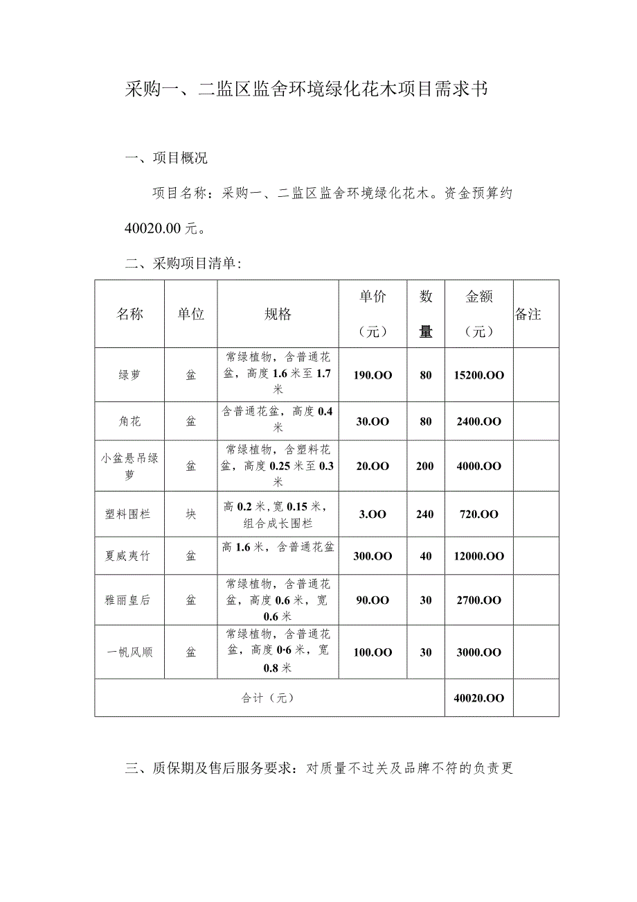 采购二监区监舍环境绿化花木项目需求书.docx_第1页