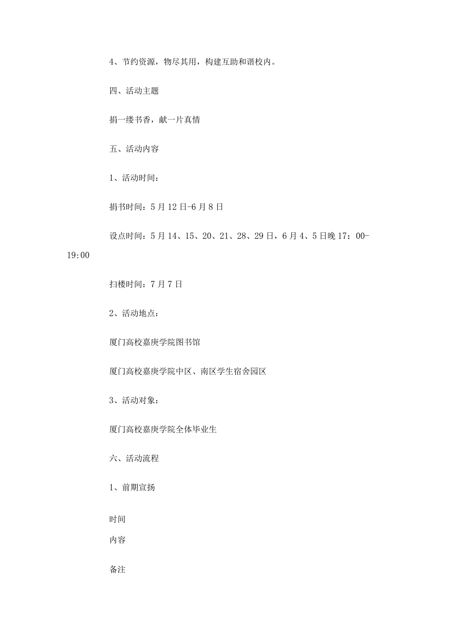 毕业生捐书活动策划书与毕业生欢送会策划方案汇编.docx_第2页