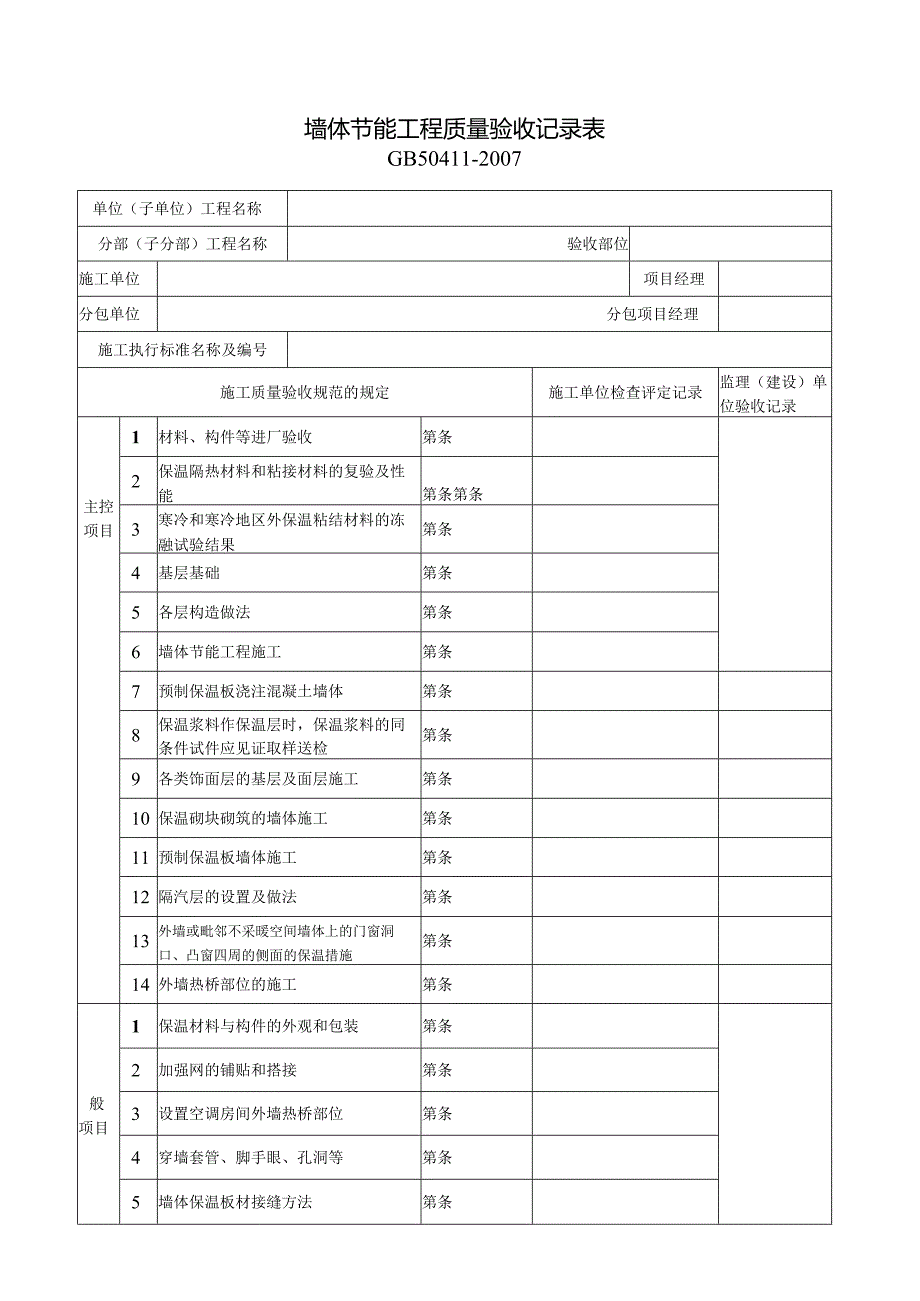 墙体节能工程质量验收记录表剖析.docx_第1页