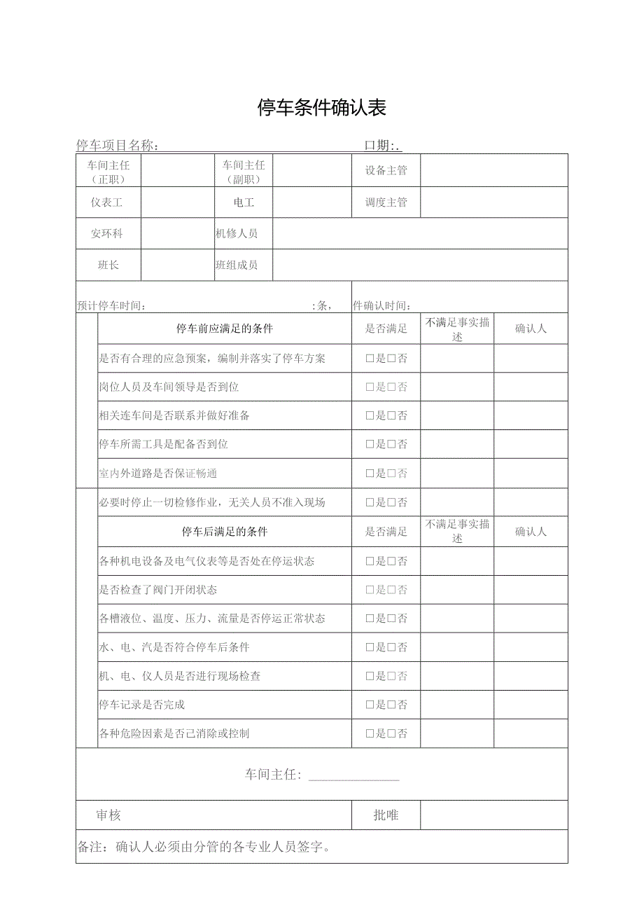 气化车间常压系统停车条件确认表.docx_第3页