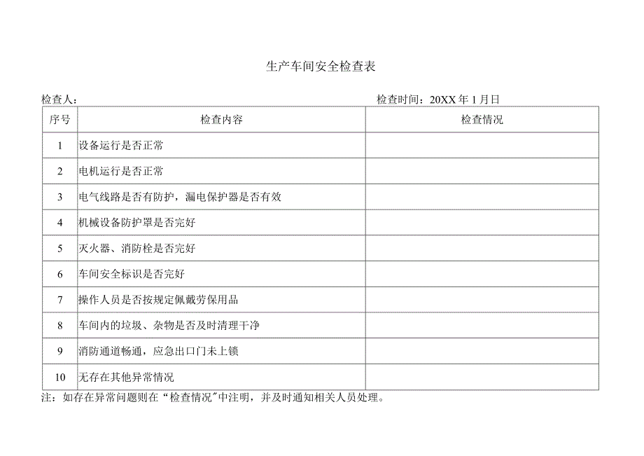 生产车间安全检查表.docx_第1页