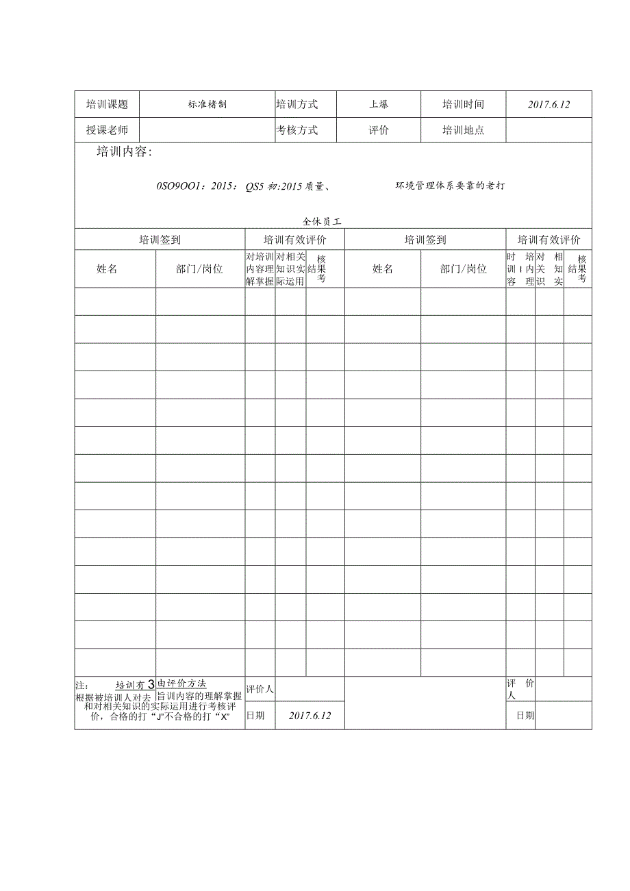 培训考核记录表.docx_第1页