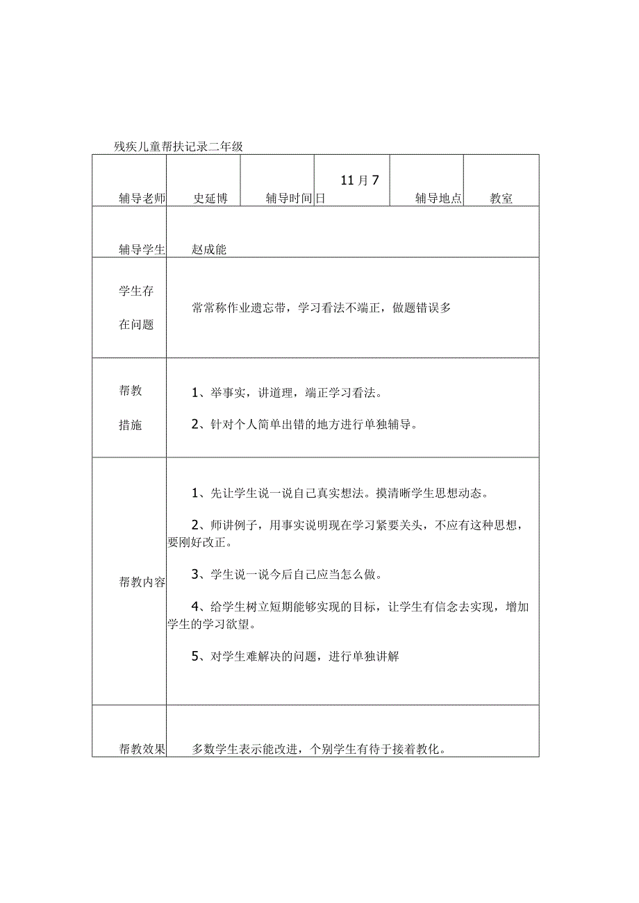 残疾儿童帮扶记录表63789.docx_第2页