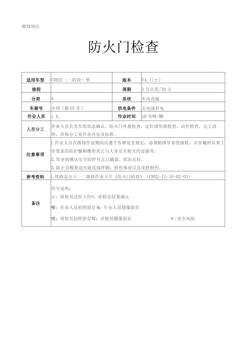 CRH动车组作业指导书-防火门检查.docx_第1页