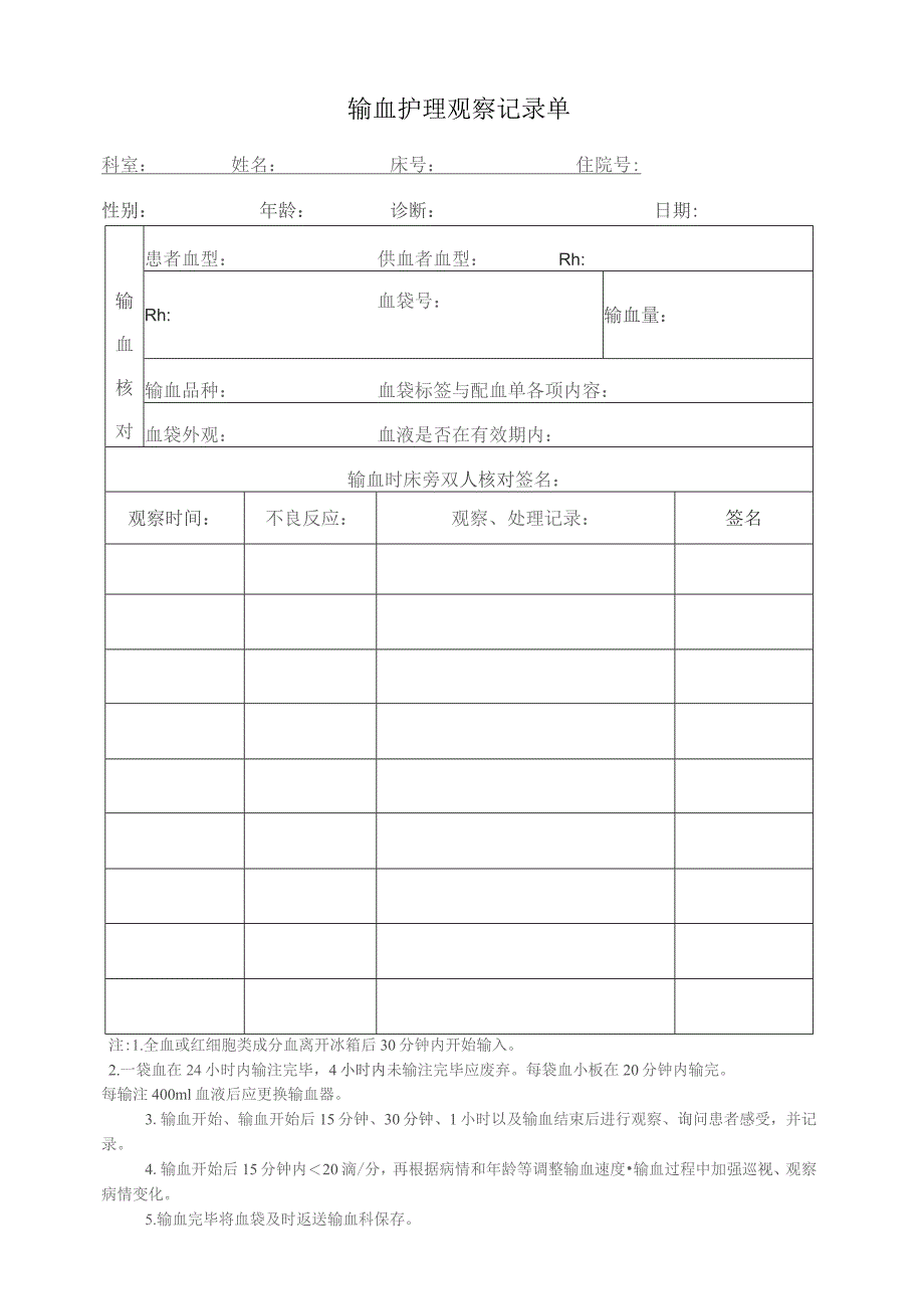 输血护理观察记录单.docx_第1页