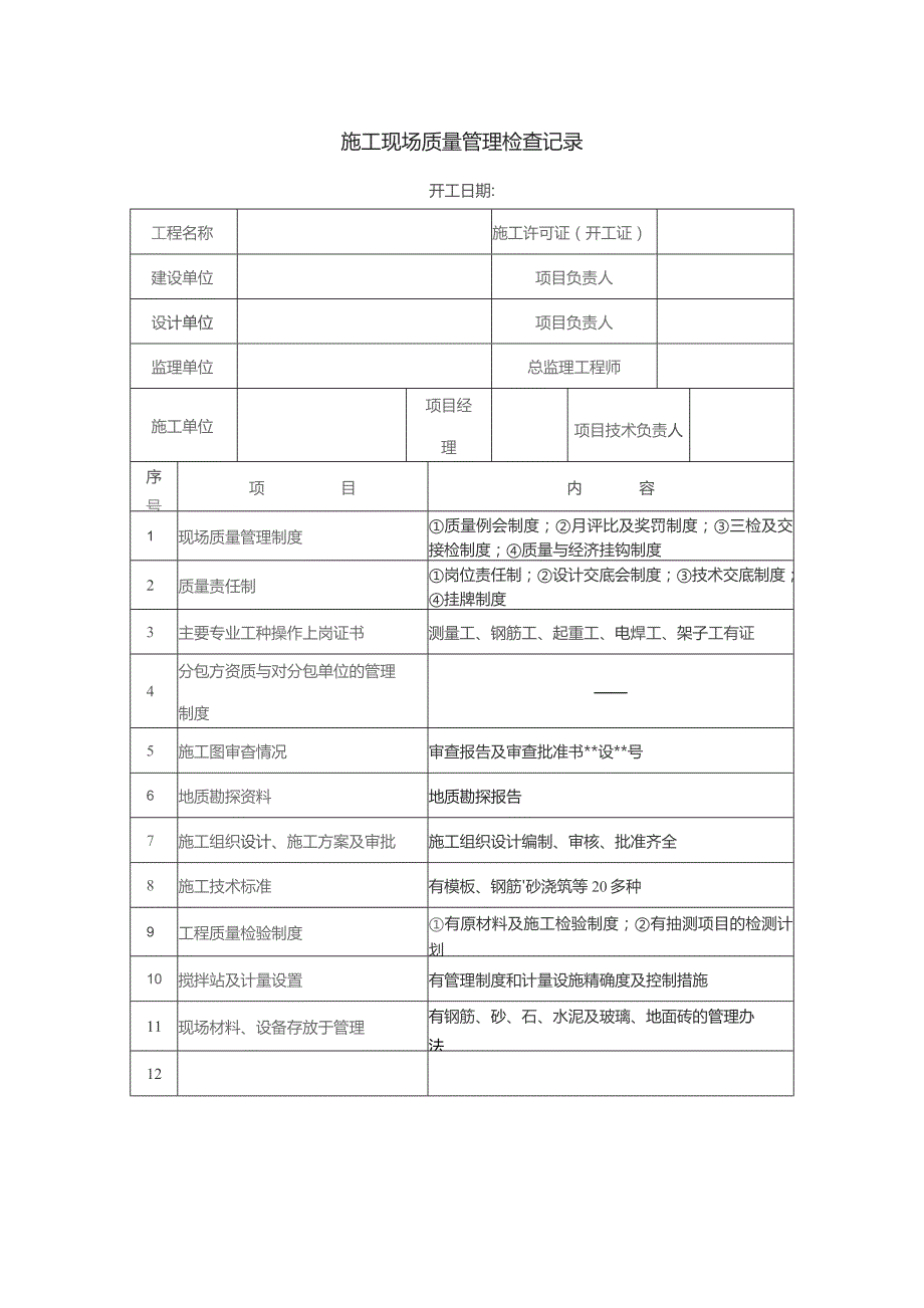 施工现场质量管理检查记录.docx_第1页