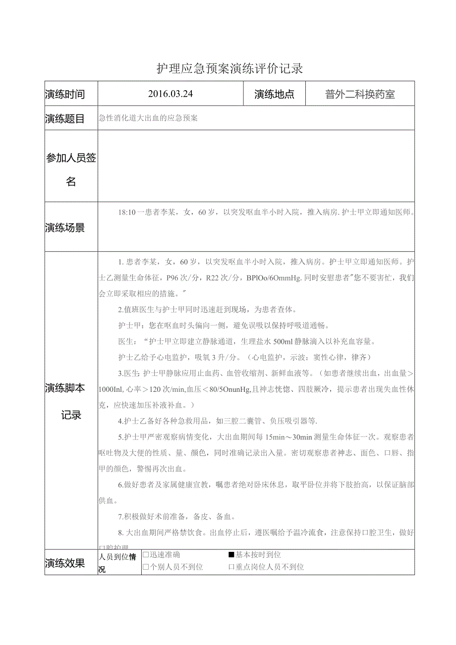 护理应急预案演练评价记录.docx_第1页