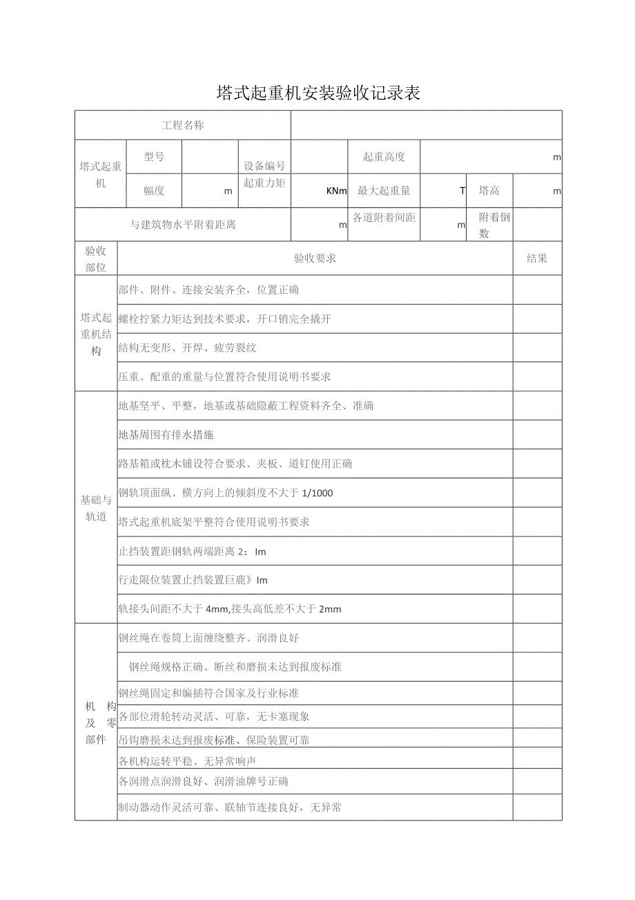 塔式起重机安装验收记录表.docx_第1页