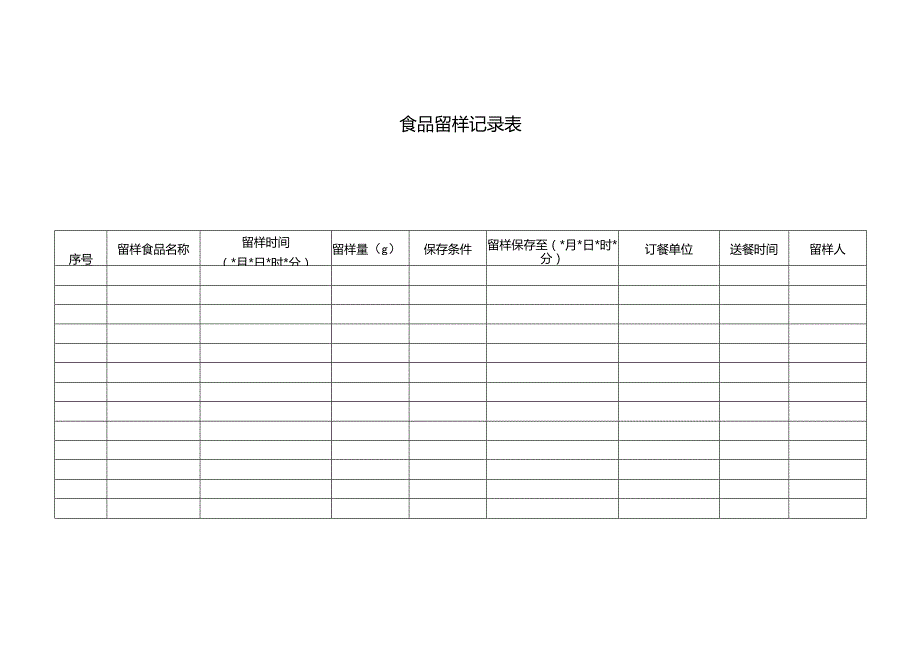 食品留样记录表.docx_第1页