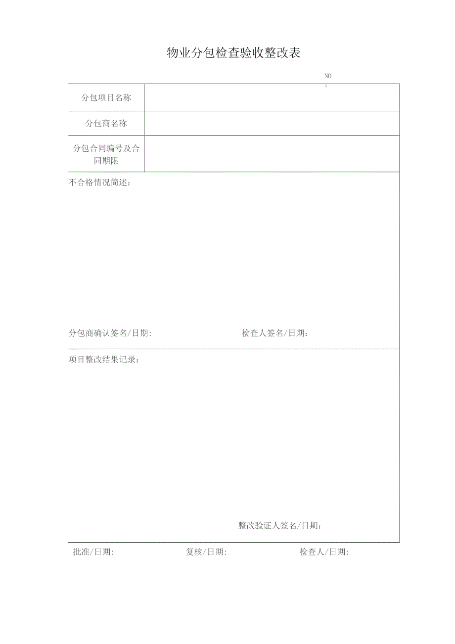 物业管理处物业分包检查验收整改表.docx_第1页