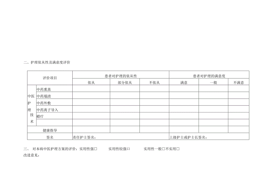 骨蚀（成人股骨头坏死）中医护理效果评价表.docx_第2页