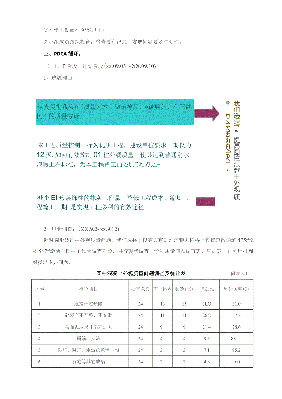 工程建设公司QC小组提高圆柱混凝土外观质量成果汇报书.docx_第3页