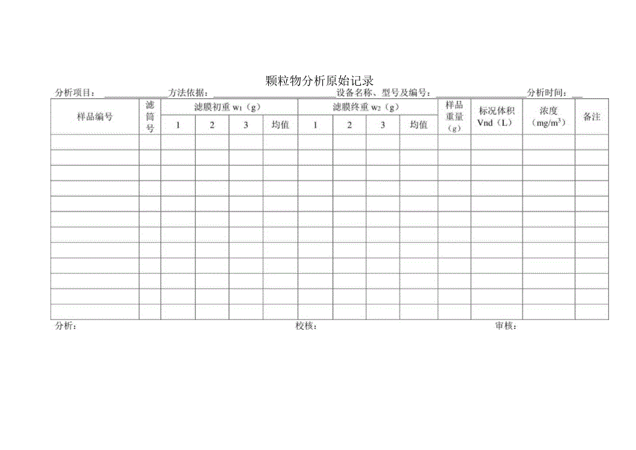 颗粒物分析原始记录表.docx_第1页