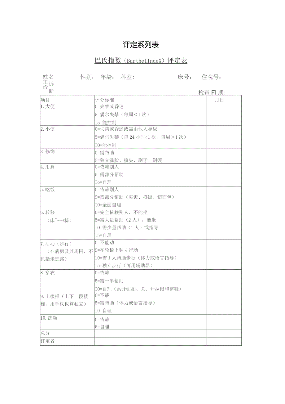 康复医学科日常生活活动能力评定（ADL）.docx_第1页